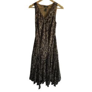 Ralph Lauren Size 8P Midi‎ Snakeskin Print Sleeveless Dress Fluttered Skirt Hem